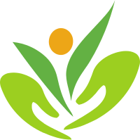 双手捧着一朵花标志