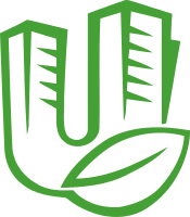 一片树叶和两栋建筑的LOGO