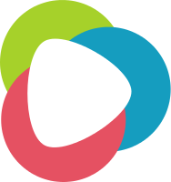 三个叠加的圆背景的播放器标志